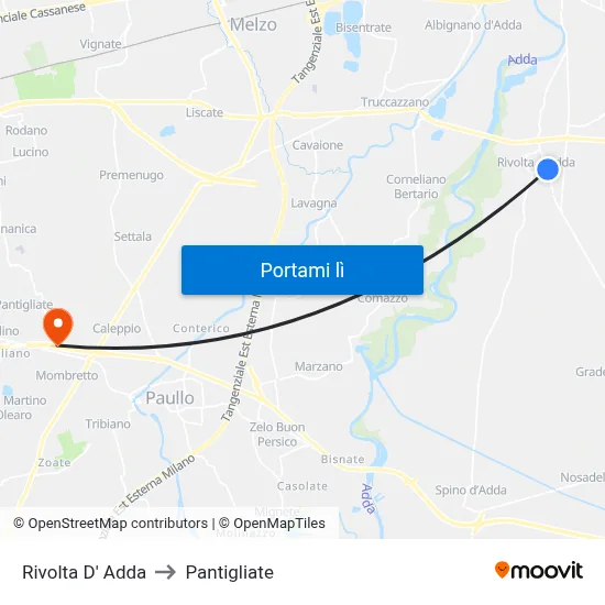 Rivolta D' Adda to Pantigliate map