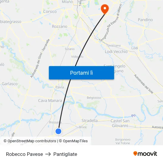 Robecco Pavese to Pantigliate map