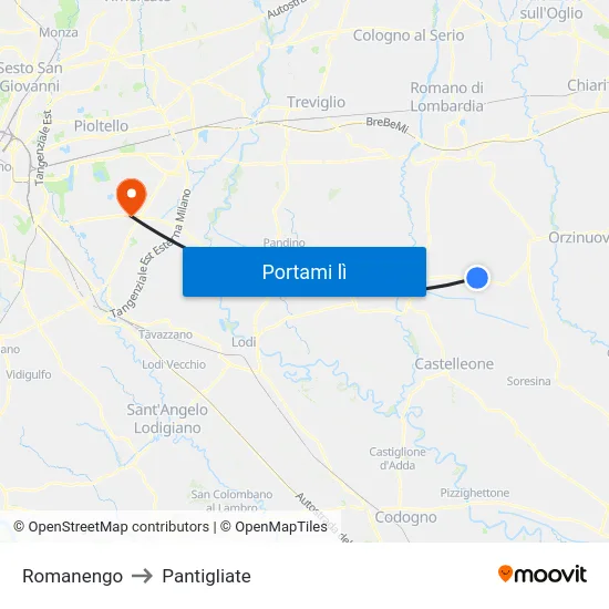 Romanengo to Pantigliate map