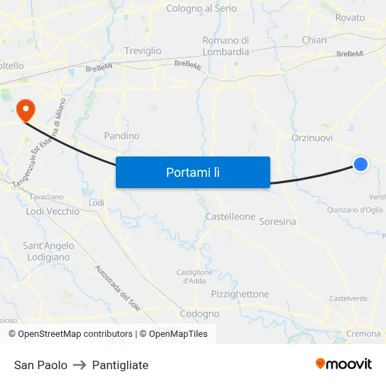San Paolo to Pantigliate map