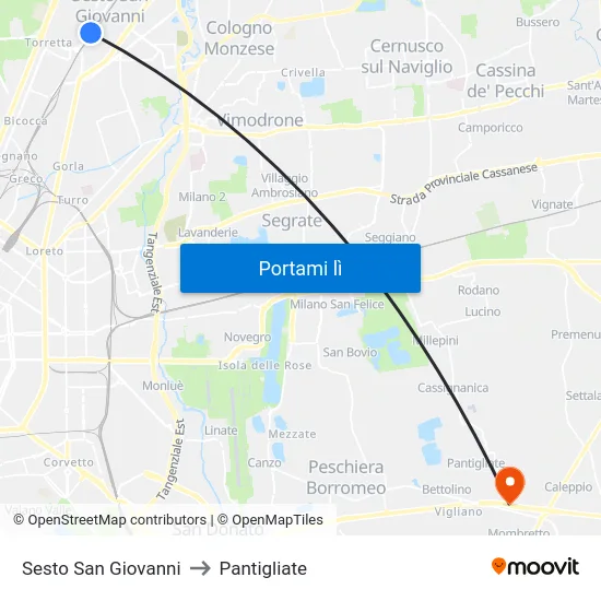 Sesto San Giovanni to Pantigliate map