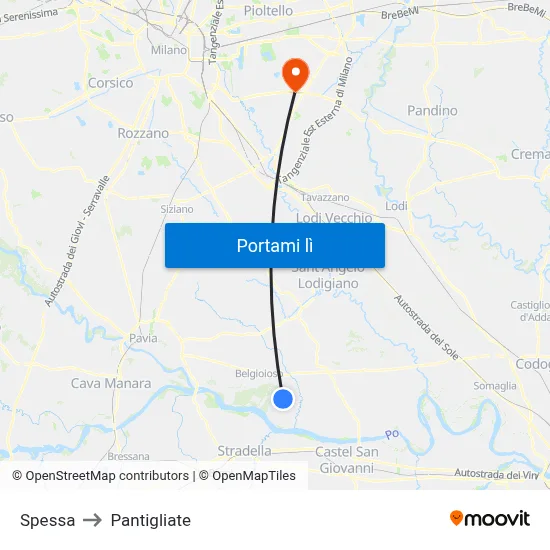 Spessa to Pantigliate map