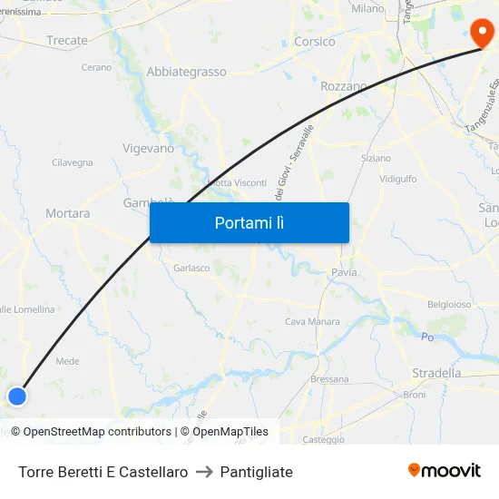Torre Beretti E Castellaro to Pantigliate map