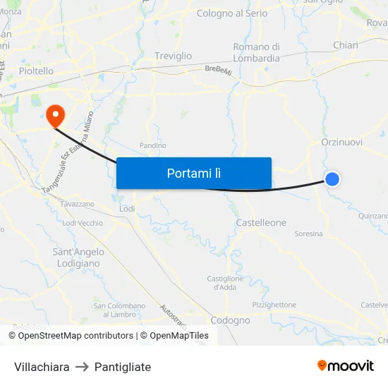 Villachiara to Pantigliate map