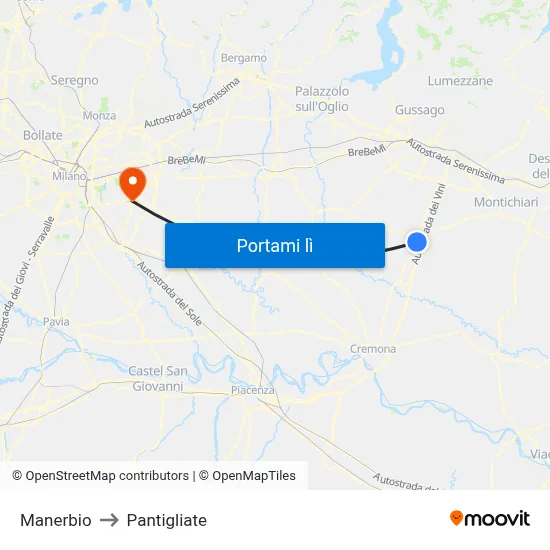 Manerbio to Pantigliate map