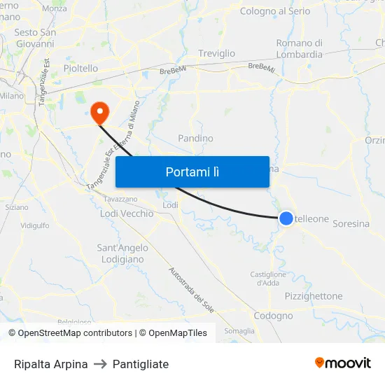 Ripalta Arpina to Pantigliate map