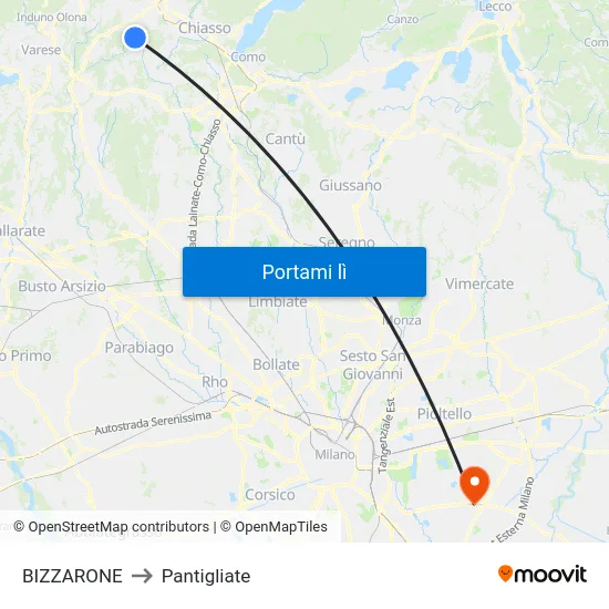 BIZZARONE to Pantigliate map
