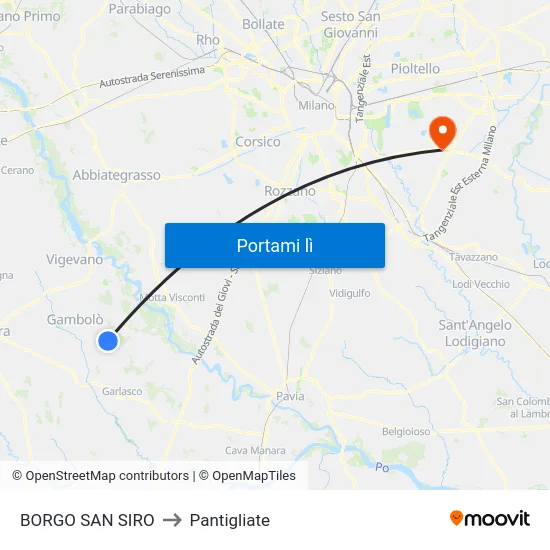 BORGO SAN SIRO to Pantigliate map