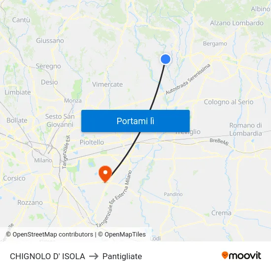 CHIGNOLO D' ISOLA to Pantigliate map
