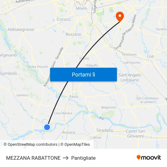 MEZZANA RABATTONE to Pantigliate map