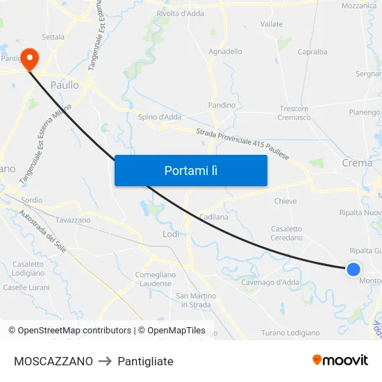 MOSCAZZANO to Pantigliate map
