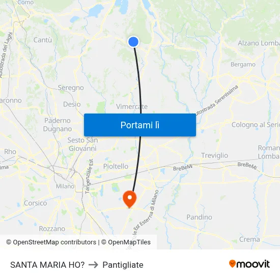 SANTA MARIA HO? to Pantigliate map