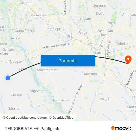 TERDOBBIATE to Pantigliate map