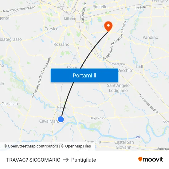 TRAVAC? SICCOMARIO to Pantigliate map