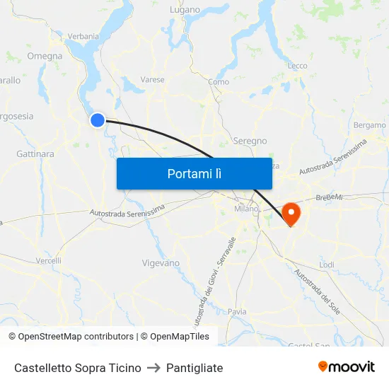 Castelletto Sopra Ticino to Pantigliate map