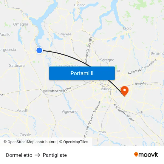 Dormelletto to Pantigliate map
