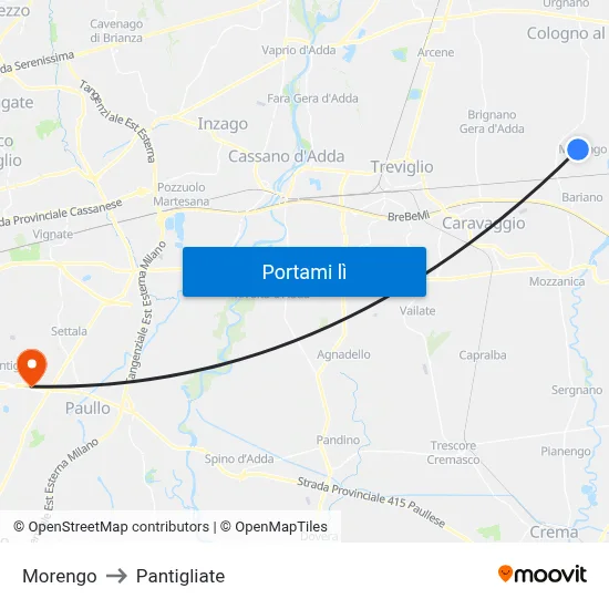 Morengo to Pantigliate map