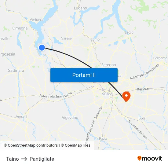 Taino to Pantigliate map