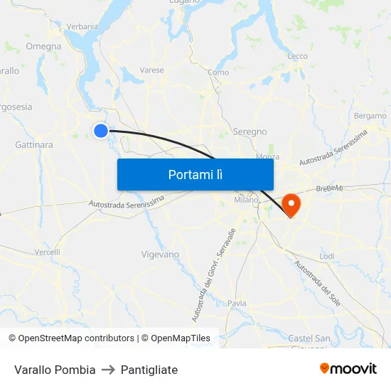 Varallo Pombia to Pantigliate map