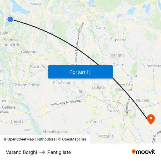 Varano Borghi to Pantigliate map