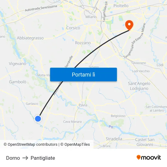 Dorno to Pantigliate map