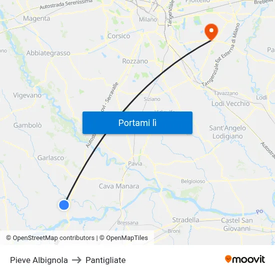 Pieve Albignola to Pantigliate map