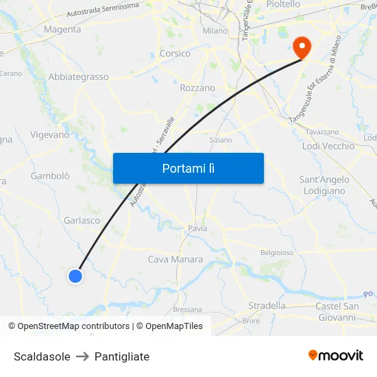 Scaldasole to Pantigliate map