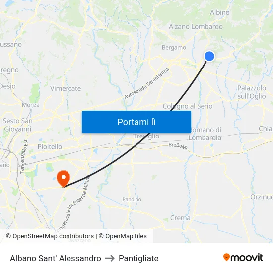 Albano Sant' Alessandro to Pantigliate map