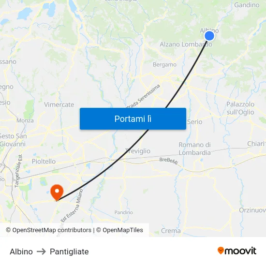 Albino to Pantigliate map