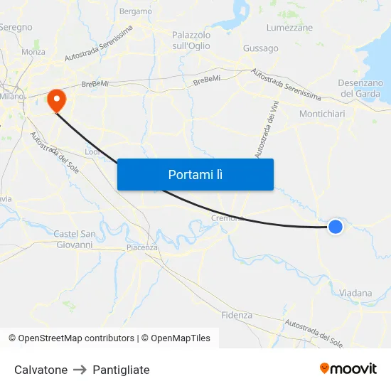 Calvatone to Pantigliate map