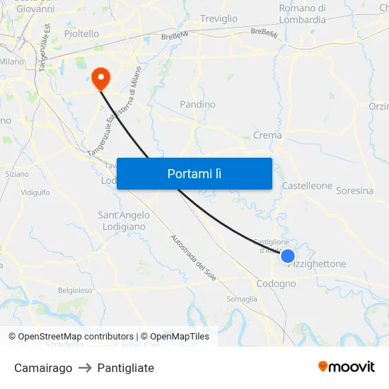 Camairago to Pantigliate map