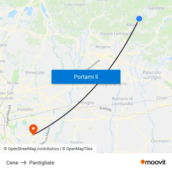 Cene to Pantigliate map