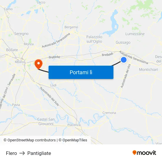 Flero to Pantigliate map