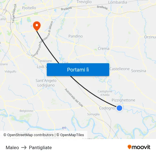 Maleo to Pantigliate map