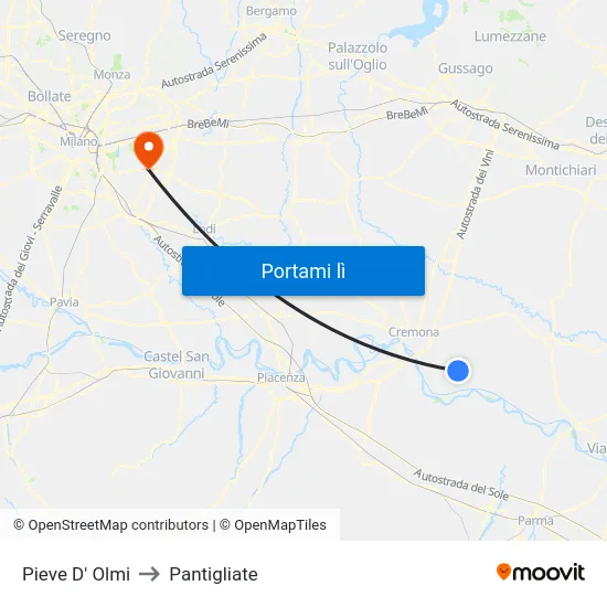 Pieve D' Olmi to Pantigliate map