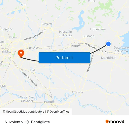 Nuvolento to Pantigliate map