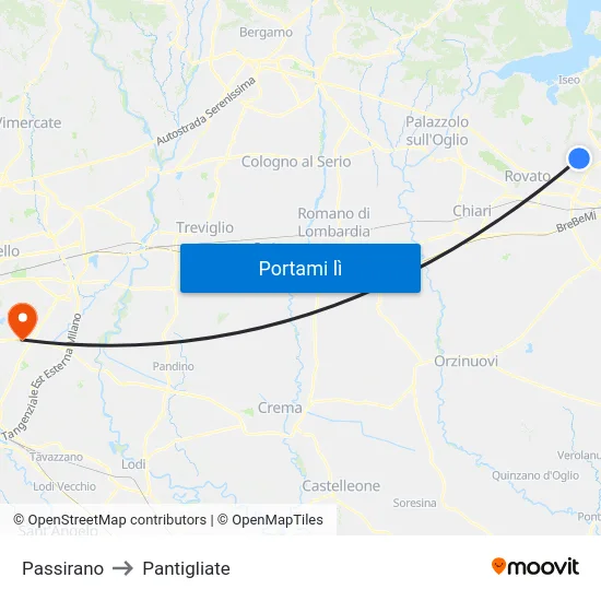 Passirano to Pantigliate map