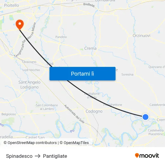Spinadesco to Pantigliate map