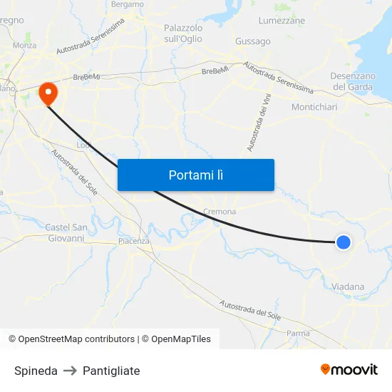 Spineda to Pantigliate map