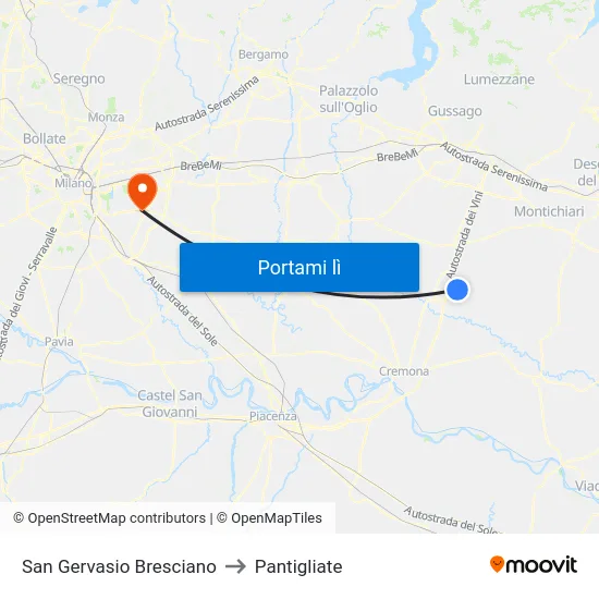 San Gervasio Bresciano to Pantigliate map