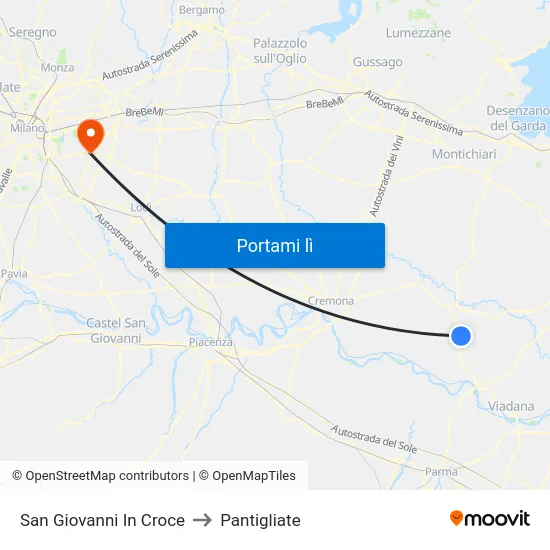 San Giovanni In Croce to Pantigliate map