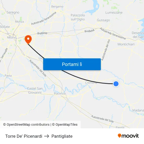 Torre De' Picenardi to Pantigliate map