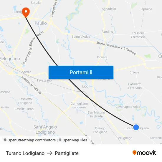 Turano Lodigiano to Pantigliate map