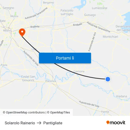 Solarolo Rainerio to Pantigliate map