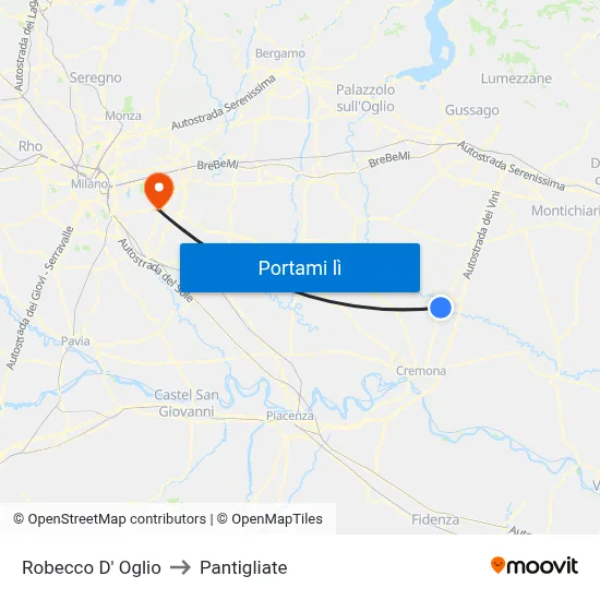 Robecco D' Oglio to Pantigliate map