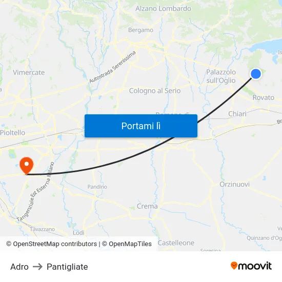 Adro to Pantigliate map