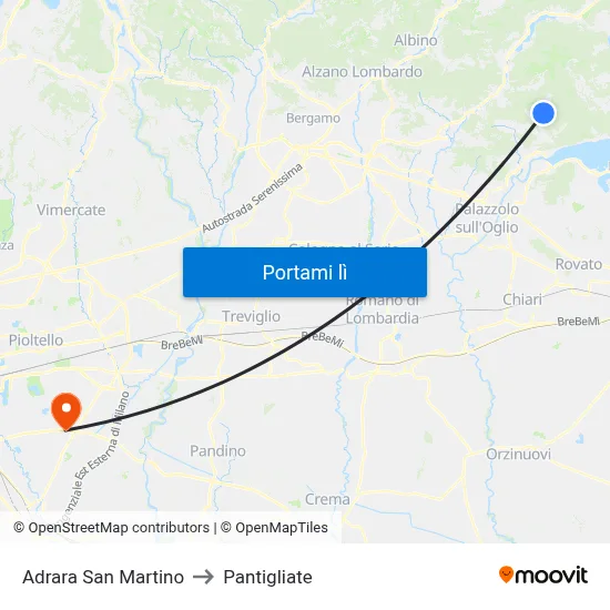Adrara San Martino to Pantigliate map