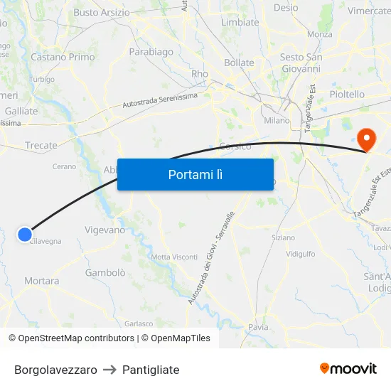 Borgolavezzaro to Pantigliate map
