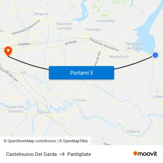 Castelnuovo Del Garda to Pantigliate map