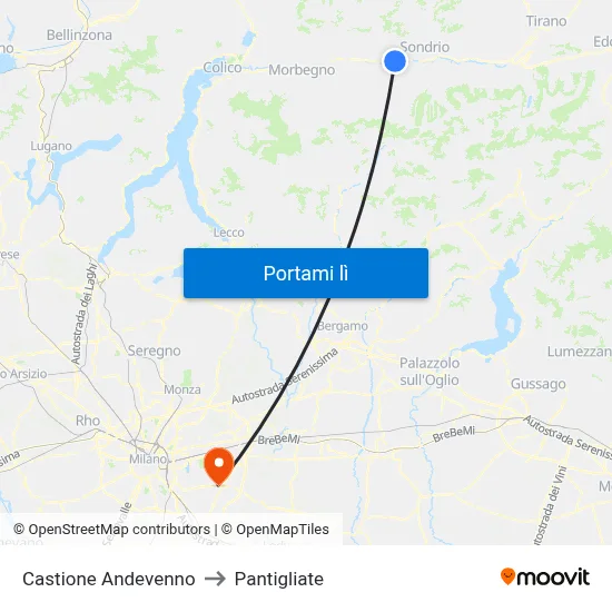 Castione Andevenno to Pantigliate map